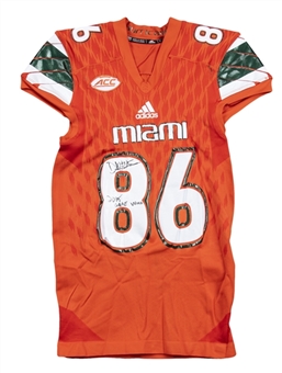 2015-2016 David Njoku Game Used & Signed Miami Hurricanes Jersey Photo Matched To 9/10/2016 (Hurricanes/Fanatic & Beckett)